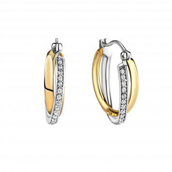 Ohrring 925 Silber 2farbig mit Zirkoniasteinen