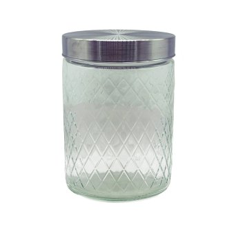 Vorratsglas mit Edelstahldeckel Rauten-Prägung