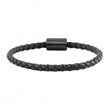 Armband Leder olivenblattgegerbt schwarz