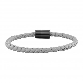 Armband Leder olivenblattgegerbt  grau schwarz