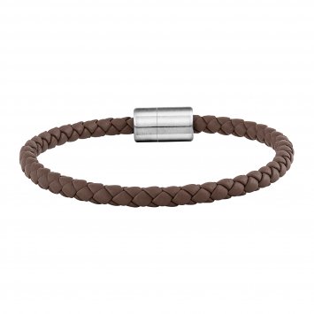 Armband Leder olivenblattgegerbt  braun Stahl
