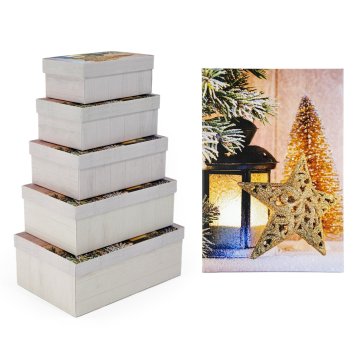 Geschenkkarton Set mit 5 verschiedenen Größen Weihnachtsmotiv