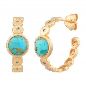 Ohrringe 925 Silber vergoldet Türkis und Zirkonia