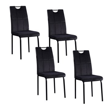 Esszimmerstuhl Denton Samt Schwarz 4er-Set