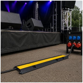 Kabelbrücke mit 2 Kabelkanälen Überfahrschutz 96 cm Gelb Schwarz