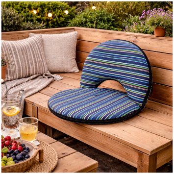 Bodensessel Rund Gestreift Blau Grün Verstellbar Indoor Outdoor bis 150 kg