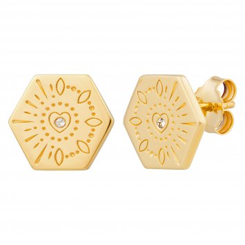 Ohrstecker 925  Silber vergoldet Tattoo Motiv Hexagon