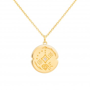 Halskette 925 Sterling Silber Topas Tattoo Motiv rund