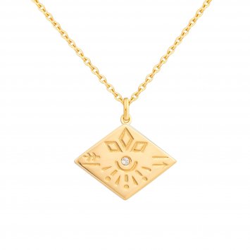 Halskette 925 Sterling Silber Topas Tattoo Motiv Raute