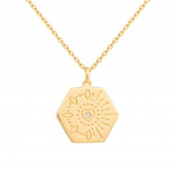 Halskette 925 Sterling Silber Topas Tattoo Motiv Hexagon