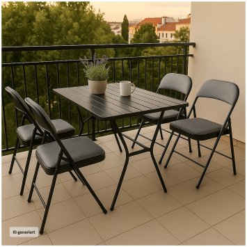 4er Set Klappstühle mit Polsterung Metallgestell und Samtbezug