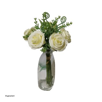 Kunstblume Rosenstrauß in Vase Flora