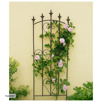 Rankgitter aus Metall mit Herz-Ornament Schwarz Celia