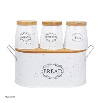 Brotkasten Vorratsdosen 4er-Set Landhaus Weiß