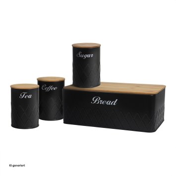 Brotkasten Vorratsdosen 4er-Set Schwarz