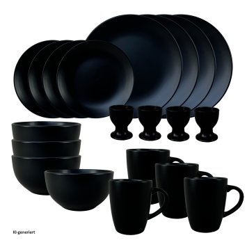 Geschirrset 20-teilig Schwarz Antonia