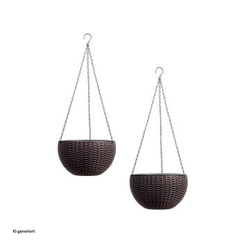 Blumenampel 2er Set Rattanoptik Braun
