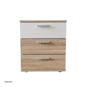 Nachtkommode 3 Schubladen Nina Sonoma Weiß