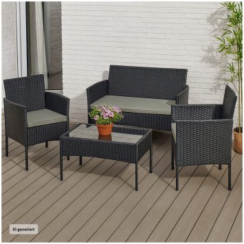 Gartenmöbel Schwarz 4-teiliges Set Wiebke