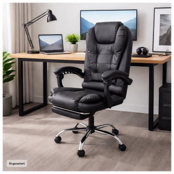 Chefsessel mit Fußstütze Kunstleder Schwarz