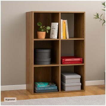 Standregal Eiche 6 Fächer 60 x 90 x 30 cm vielseitig als Regal oder Raumteiler