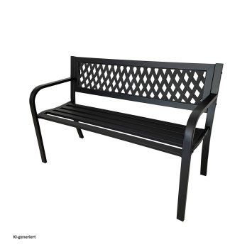 Gartenbank Venera Metall Sitzbank Schwarz für Terrasse und überdachten Außenbereich