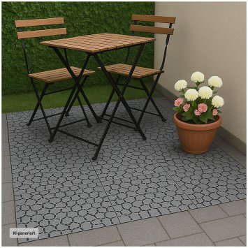 Kunststoff Bodenplatten 4er Set 30 x 30 cm Stecksystem wetterfest für Terrasse und Balkon