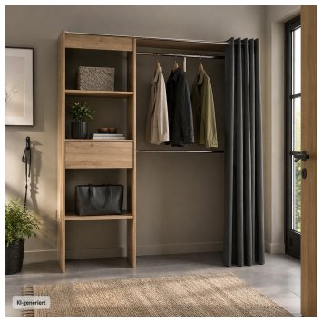 Offene Garderobe mit Vorhang Artisaneiche