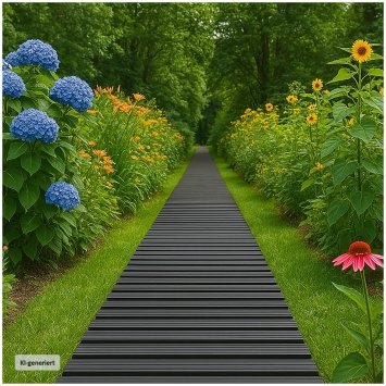 Gartenweg 520 cm Holzbohlenoptik Grau