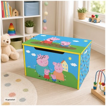 Peppa Pig Spielzeugkiste mit Deckel Kinder Aufbewahrungsbox Hellblau