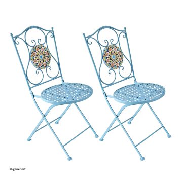 Gartenstuhl 2er-Set Metall Türkis Tunis