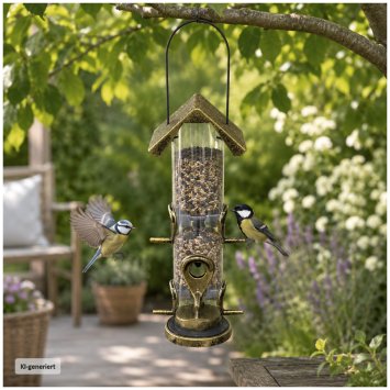 Vogelfutterspender Nessa Röhre Metallic Gold