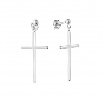 Ohrringe Silber 925 rhodiniert mit Kreuz-Motiv 35mm lang