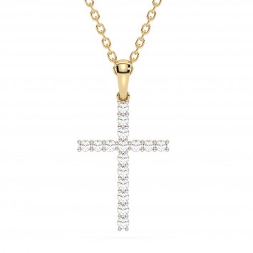 Halskette 585 Gelbgold mit 16 im Labor gezüchteten Diamanten