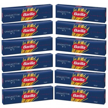 Barilla Spaghettini Nummer 3 Hartweizen Pasta 500g 12er Pack