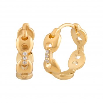 Creole 925 Sterling Silber gelb vergoldet Kettenglieder