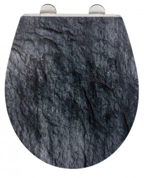 Premium WC-Sitz Mod. Slate Rock mit Relief, aus antibakteriellem Duroplast
