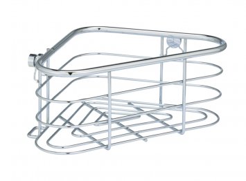 Edelstahl Eckablage Mod. Trestina, extra tiefer Korb für Shampoo- und Duschgelflaschen