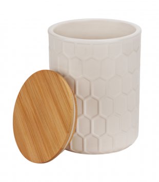 Aufbewahrungsdose Mod. Maya 1,3 L, FSC, Vorratsdose aus Keramik mit Bambus-Deckel