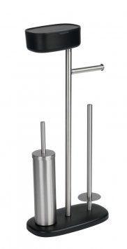 Stand WC-Garnitur mit Box Mod. Rivazza Schwarz, integrierter Toilettenpapierhalter, Ersatzrollenhalter