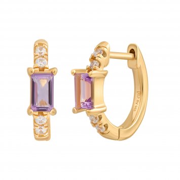 Creole 925 Sterling Silber vergoldet mit lila Amethyst