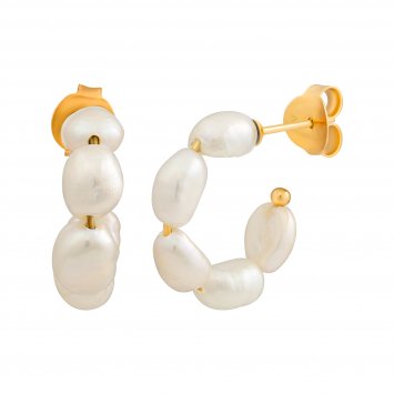 Creolen 925 Silber vergoldet mit Perlen