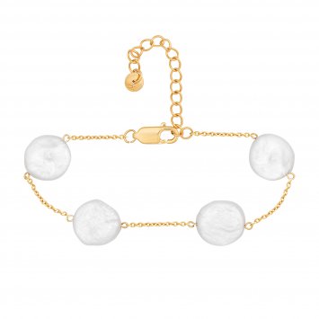 Armband 925 Silber vergoldet flache Süßwasserzucht Perlen