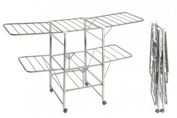 Wäschetrockner Edelstahl Mod. Mobil, mobiler Wäscheständer mit Leichtlaufrollen und Feststellbremsen