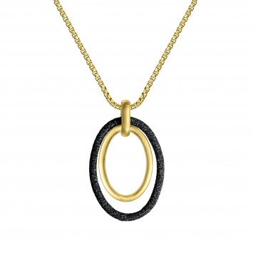 Halskette Edelstahl gelb plattiert mit Stardust grau