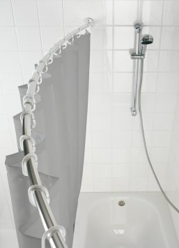 Teleskop-Badewannenstange bogenförmig Chrom, extra stabil mit Ø 2,5 cm