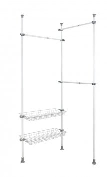 Teleskop-System Mod. Herkules Duo, mit 3 Kleiderstangen und 2 Ablagekörben