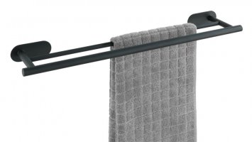 Turbo-Loc® Badetuchstange Duo Mod. Orea Black Matt, 60 cm, Befestigen ohne bohren