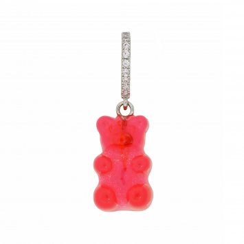 Charm rhodiniert Gummibär pink/rot Zirkonia weiss