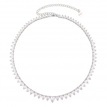 Collier rhodiniert Zirkonia weiss Mittelteil Zirkoniaherz weiss